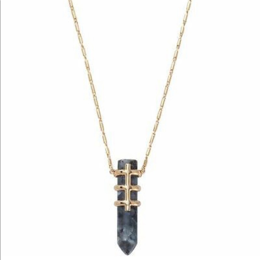 EUC Stella & Dot Legend Black/Gray Stone Necklace